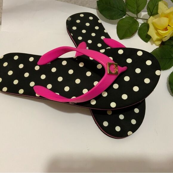 Kate Spade Black and White Polka Dot Flipflop Sandals size 7-8 - Picture 3 of 8